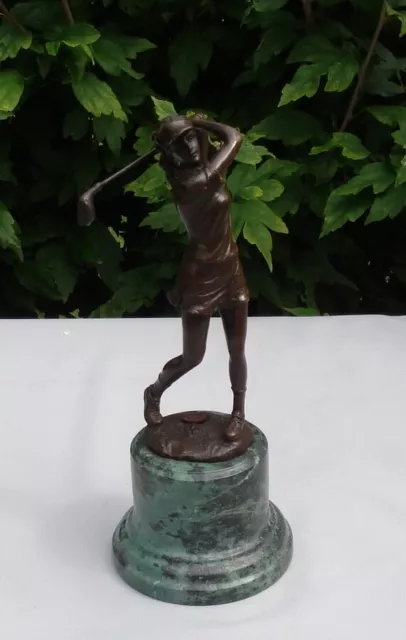 Statue Sculpture Golfeuse Golf Style Art Deco Style Art Nouveau Bronze massif Si 2