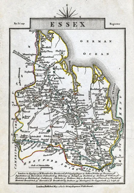 1814 John Cary Road Map Essex Withum Maldon Hatfield Colchester Sudbury England 2