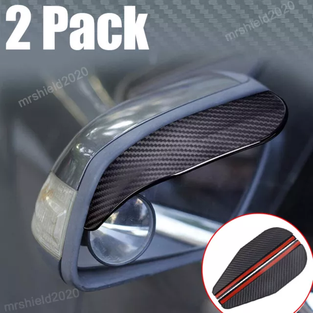 2-Pack Carbon Fiber Car Rear View Side Mirror Rain Board Eyebrow Guard Sun Visor