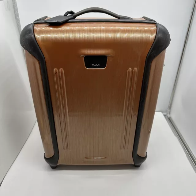 TUMI Vapor 20” Suit Case 4Wheel Hard Case Rolling Carry On Luggage Orange Travel
