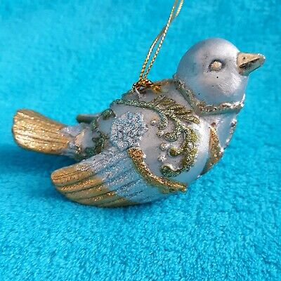 Cody Foster Glass Sparkly Silver Bird,  Christmas Ornament - New