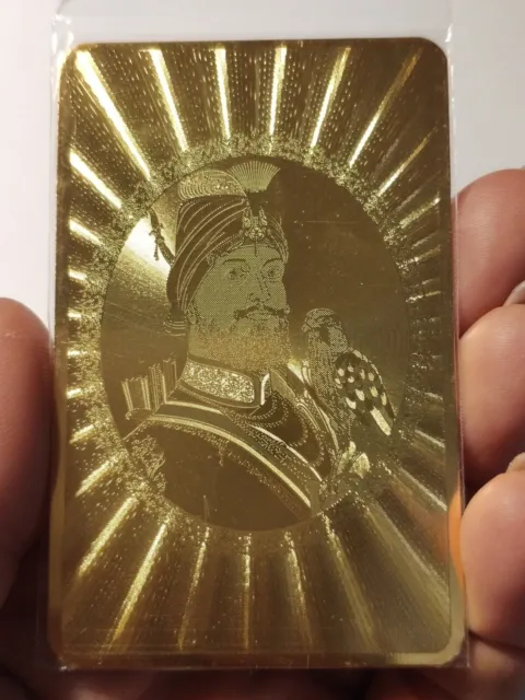 3pcs. #1 Money Talisman Guru Nanak Gold metal Feng Shui Wealth card Purse Money