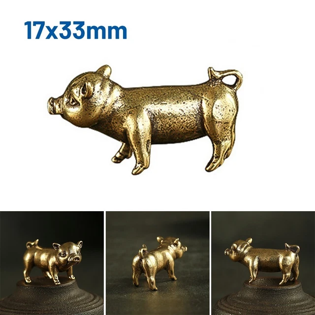 Handcrafted Brassware Pig Ornament Exquisite Chinese Zodiac Pig Decoration