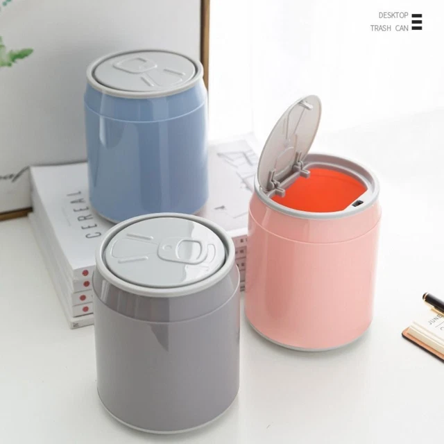 Litter Box with Cover Trash Can Mini Desktop Bin Desk Dustbin Desk Dust Bin