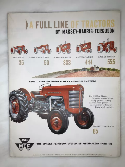 1958 MASSEY HARRIS FERGUSON TRACTOR Poster Brochure FARM ADVERTISING Vintage