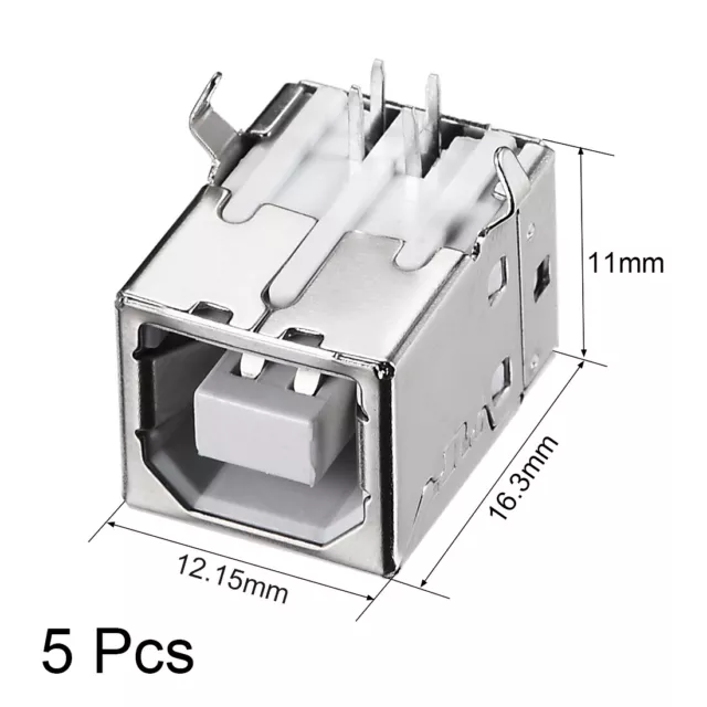 PCB USB Connector Type-B Female Jack 90 Degree DIP Printer Port 5Pcs 2