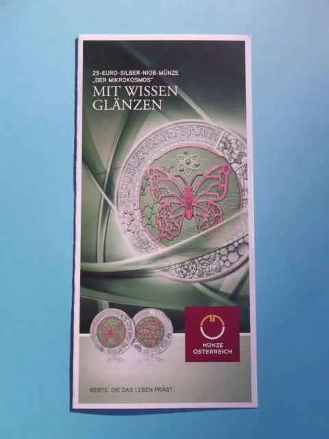 Folder Flyer zur 25€ Silber-Niob Münze 2017 "Der Mikrokosmos" Österreich