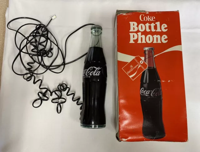 Vintage 1983 Coca-Cola Bottle Landline Phone Coke Telephone Original Box