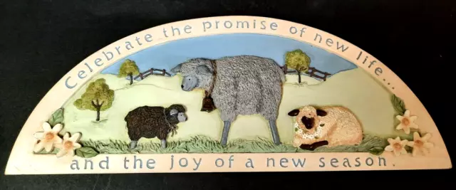 Sheep Plaque Nursery Celebrate the Promise of New Life Crescent Shaped Lamb