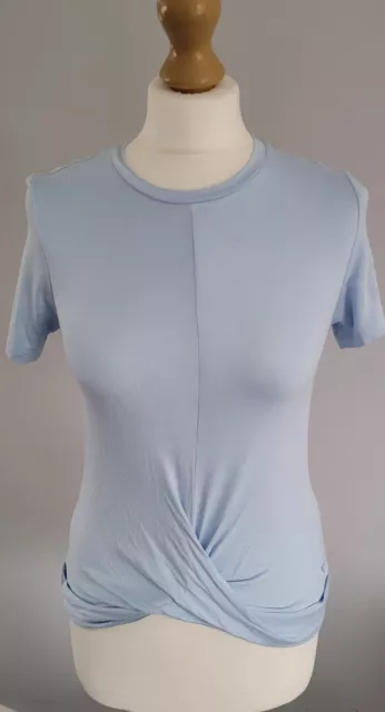 M Life Twist Short Sleeve Yoga Top T shirt, powder blue, Size XS, RRP £34