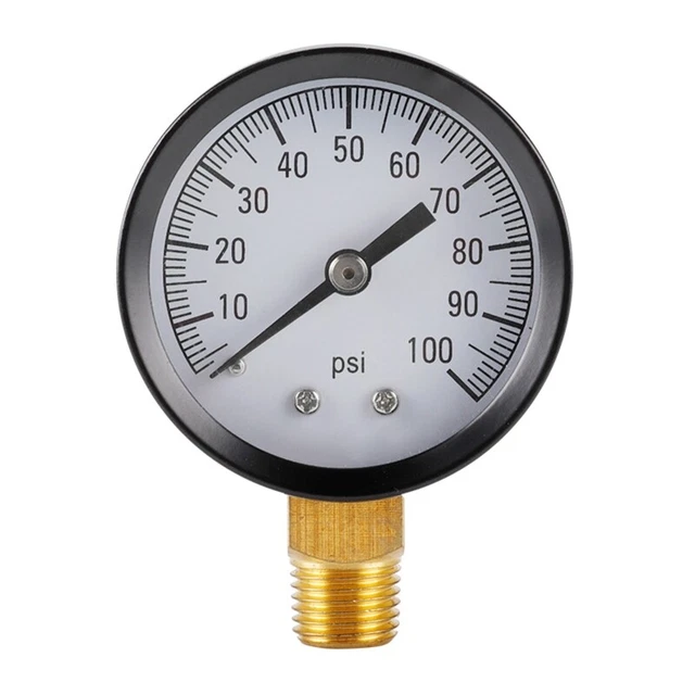 Pressure Gauge 0 to 100  1/4 BSPT Thread Lower Mount for Air Liquid Hydraulic