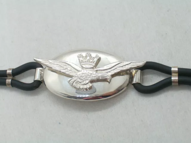 Aeronautica Militare Italiana : Braccialetto in Argento 925 e caucciù- bracciale