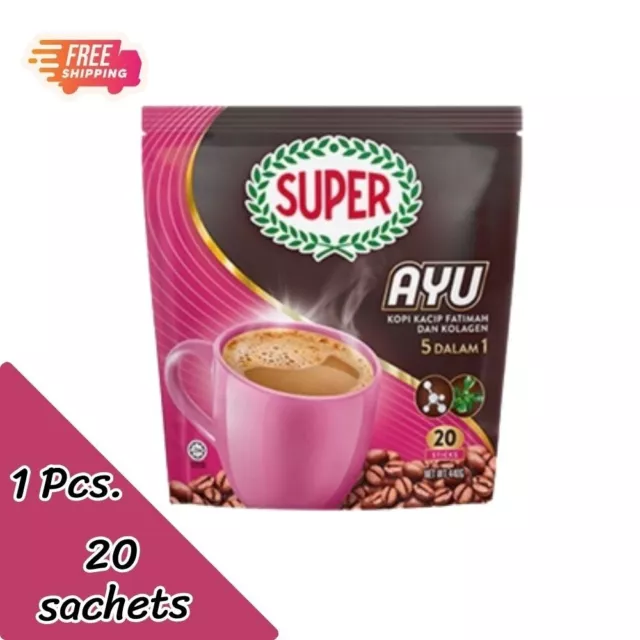 Café premium Super Ayu Power 5 en 1 Kacip Fátima y colágeno 22 g/20 sobres.