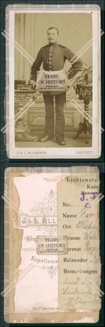 CDV Foto Soldat um 1880 Rastatt in Baden-Württemberg