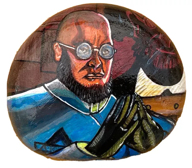 HAND PAINTED ROCK - Professor Hugo Strange (Batman: Arkham City) Acrylic