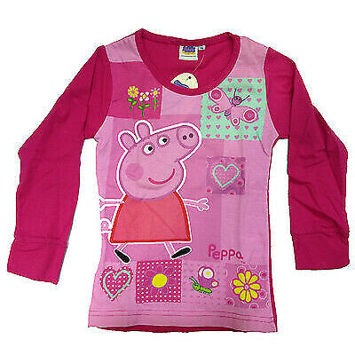 PEPPA PIG maglia fucsia e rosa maniche lunghe in cotone taglia 6 anni da bambina