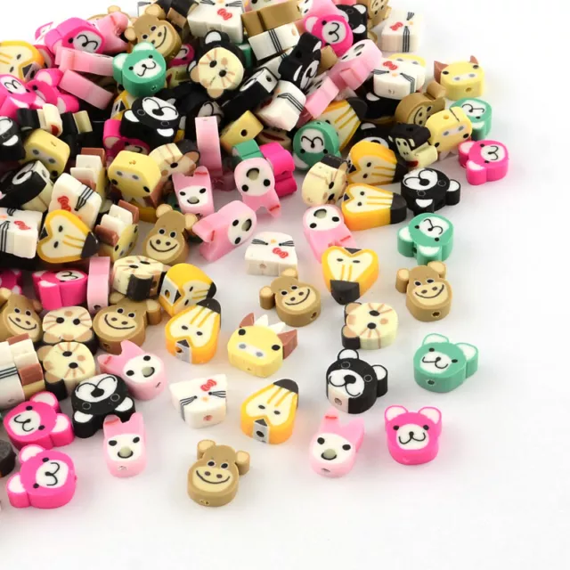 Fimo Perlen Polymer Clay Schmuckperlen Animé Tiere Mix bunt 9-10mm 15 Stück