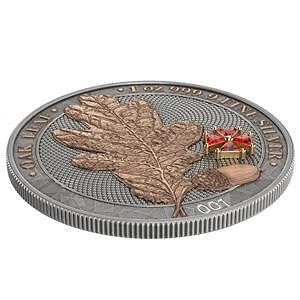 2019 Germany 5 Mark - Oak Leaf - Red Crystal Cross - 1oz Silver Coin 3
