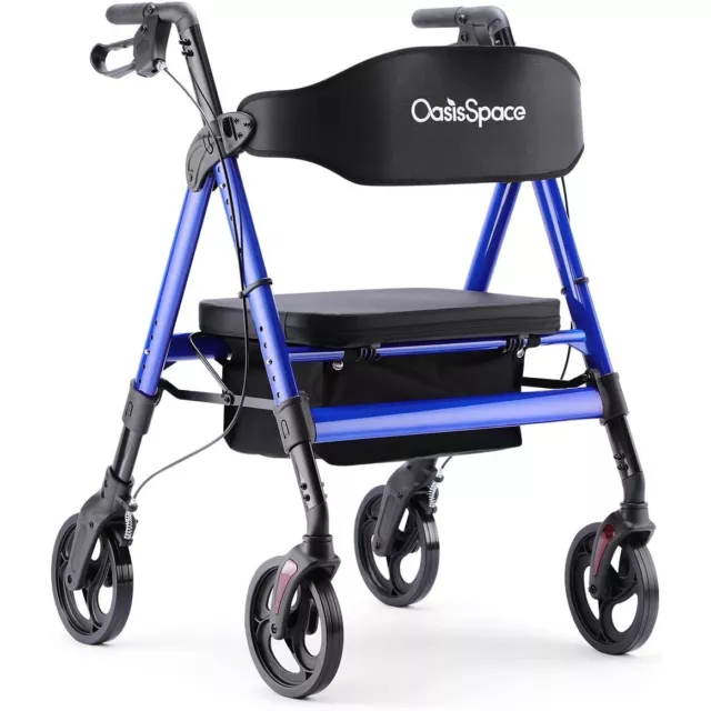 OasisSpace Heavy Duty Rollator Walker Large Wide Seat Bariatric Senior 450 lbs