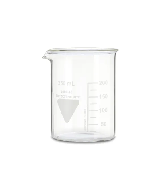 Becherglas 250ml niedere Form Rasotherm® mit Ausguss Laborglas Messbecher Becher