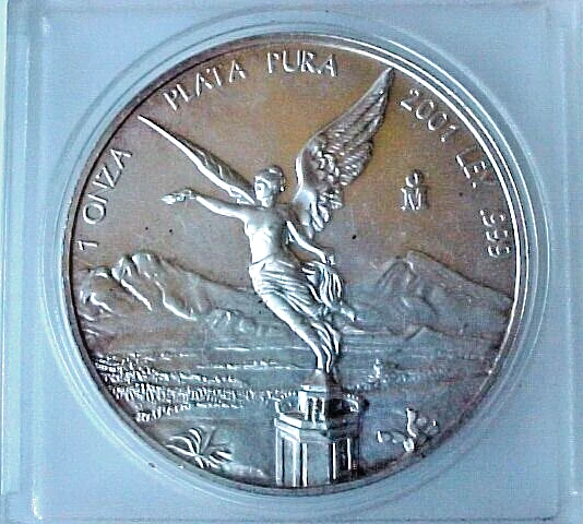 Bright Uncirculated 2001 MO Mexico 1 ounce .999 Silver Libertad Mexican Coin