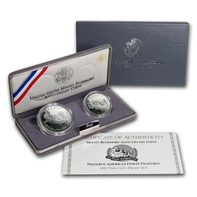 1991 2-Coin Mount Rushmore Proof Set (w/Box & COA) - SKU #7130