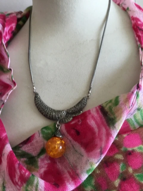 Collier Vintage Andrée Bazot Années 1960 - Verre Fusionné Et émail, Pièce Imposante Et Colorée