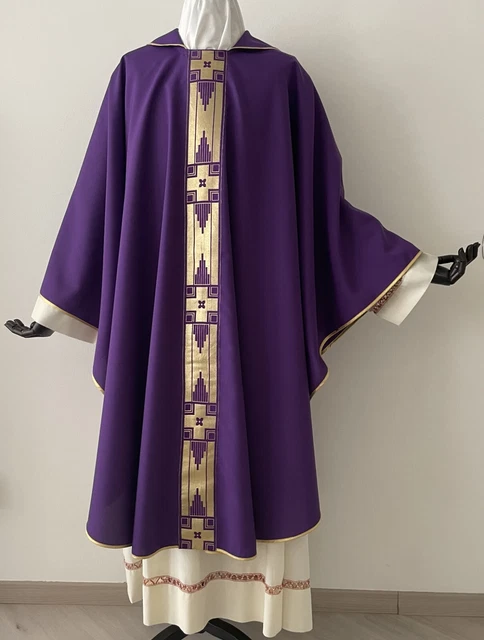 Casula Viola Con Gallone Dorato - Kasel Violett - Messgewand - Purple Chasuble
