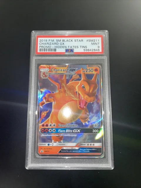 Pokemon Charizard GX SM211 - Black Star Pomo Hidden Fates Tins- ENG -PSA 9 MINT 2