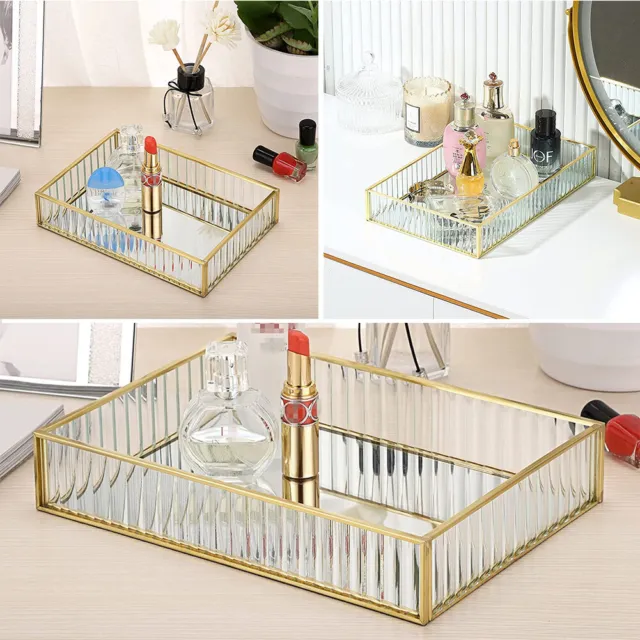Golden Decorative Mirrored Tray Tealight Candle Holder Plate Vanity Perfume Tray