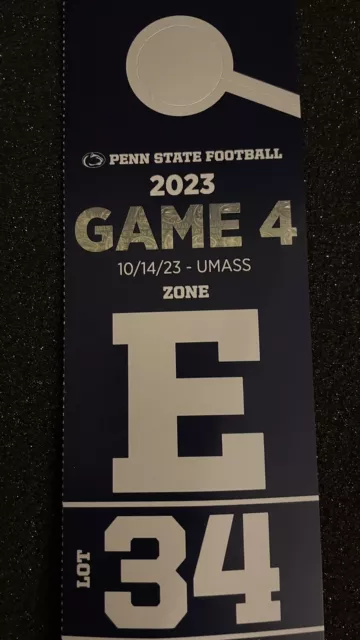 Penn State vs UMASS Football Parking Pass - East Lot 34