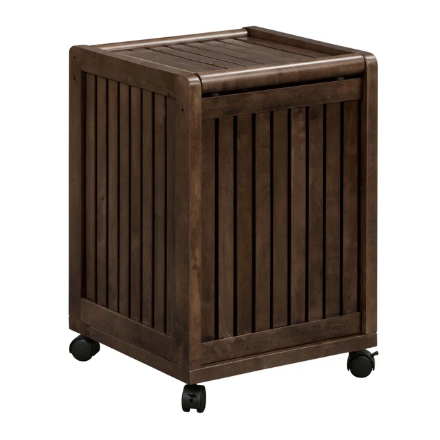 NewRidge Home Solid Wood Abingdon Mobile (Rolling) Laundry Hamper with Lid