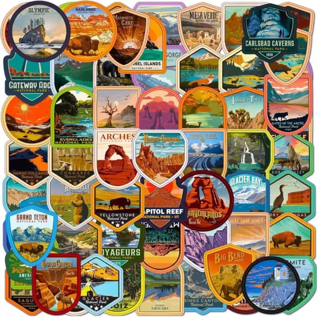 4-5cm All National Parks USA Complete Collection Stickers  For Laptop