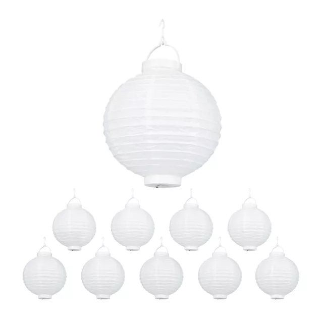 Lanterne LED bianche Set da 10 pz. paralume in carta 20 cm rotondo set di luci