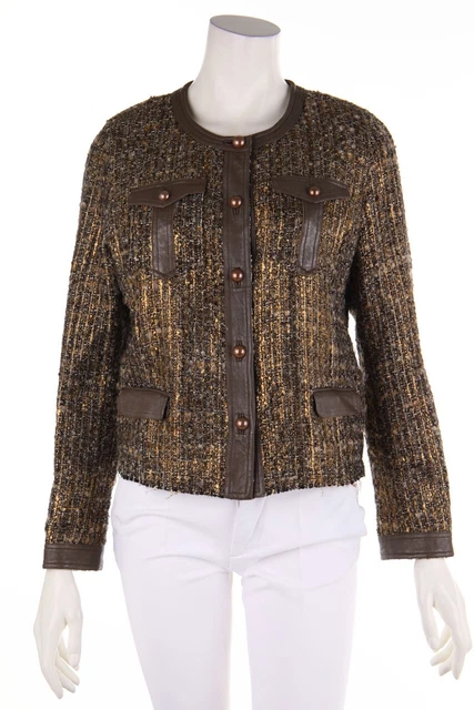 Blazer glitter Steffen Schraut Bouclé dettagli in pelle D 40 marrone