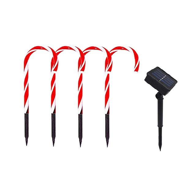 Easy Install Cane Lights Christmas Tree Decoration Solar Powered Multifunction