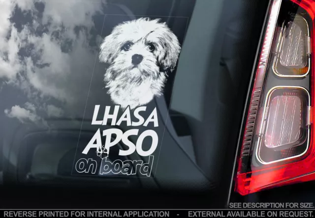 Lhasa Apso - Car Window Sticker - Dog on Board Sign Gift - Bichon Havanais Frise