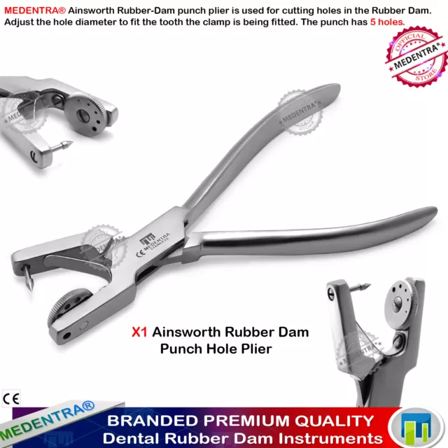 AINSWORTH RUBBER DAM PUNCH Forceps Pliers 3 Year Warranty Dental Endodontic Lab