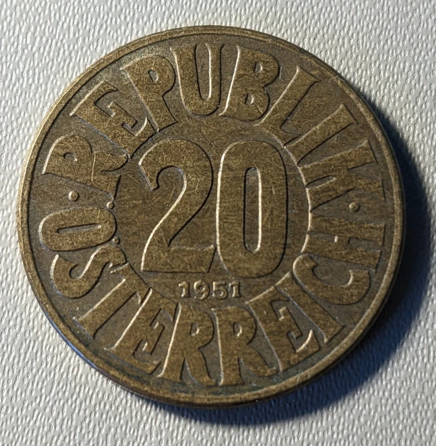Austria 20 Groschen 1951 Aluminium-bronze Coin - Austrian Eagle