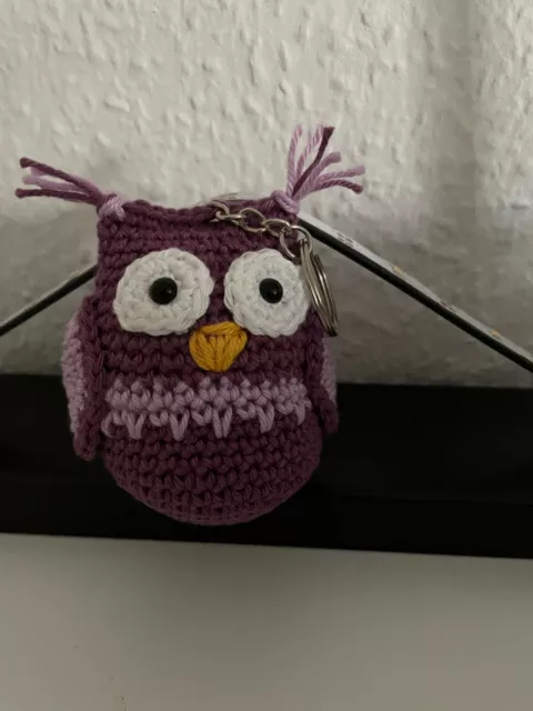💖 Eule Schlüsselanhänger Amigurumi gehäkelt Handarbeit Neu