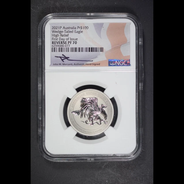 2021P Australia Pt$100 Wedge-Tailed Eagle 1oz Platinum Mercanti Sign NGC PR 70