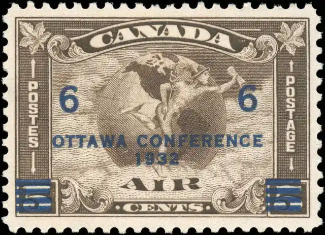 Canada Mint H VF 6c on 5c Scott #C4 (C2 Surcharged) 1932 Air Mail Issue Stamp