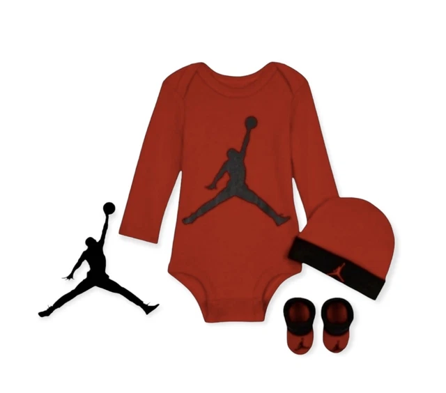 Nike 6-12 Mth Jordan Jumpman 3pc Box Set Newborn Baby Gift Bodysuit Booties