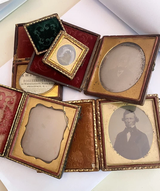 5 Daguerreotype Case Photo Lot 16th 9th 6th Plate Tintype Ambrotype PARTS/REPAIR