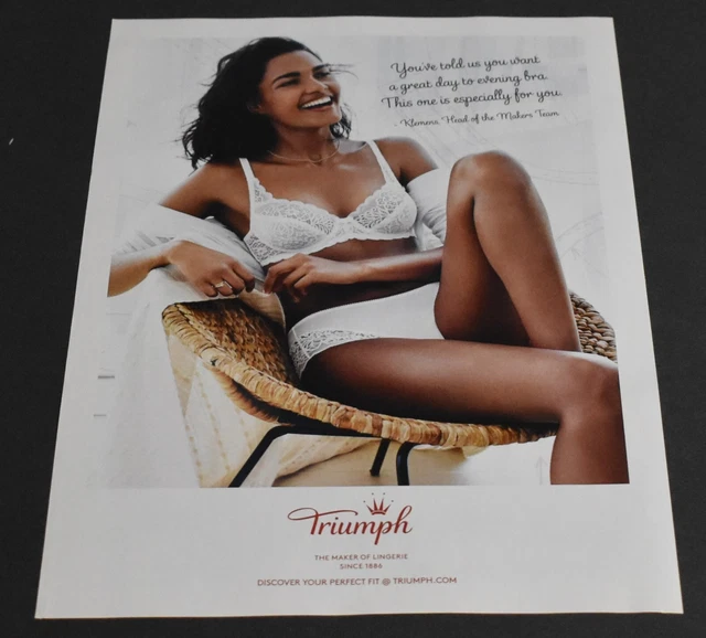2014 PRINT AD Sexy Triumph Bra Lingerie Panties Brunette Lady Pinup Art  Hair $10.98