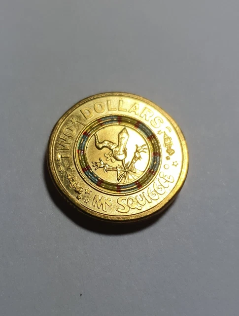 2019 RARE 🔥 COLOURED MR SQUIGGLE TWO DOLLAR $2 AUSTRALIAN 4 COIN