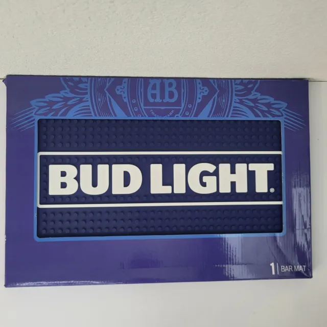 Bud Light Large 12" X 18" Rubber Bar Mat Blue Rubber New In Box