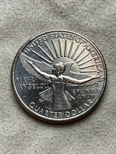 2022-P MAYA ANGELOU QUARTER ERROR Die Crack Rev,Partial Collar,scope