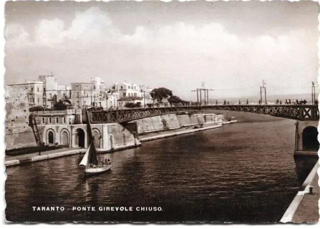 CARTOLINA DI TARANTO ,PONTE GIREVOLE CHIUSO non viaggiata 1939