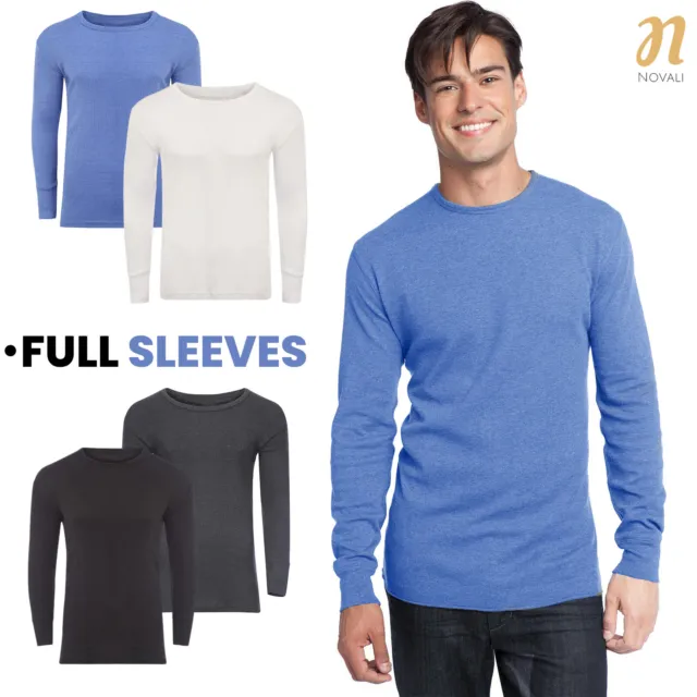 2 Pack Mens Thermal Long Johns Top T-shirt Set Full Sleeve Winter Warm Shirts
